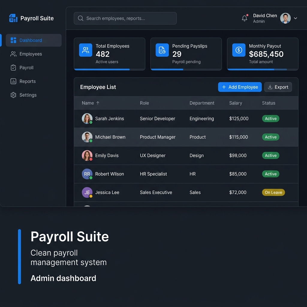 Payroll Suite Admin Dashboard